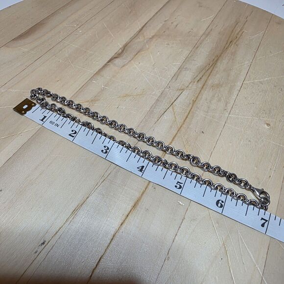 Sterling Silver 925 Rolo Link Chain 14 Inches Long Weighs 24 Grams Lobster Clasp - Picture 4 of 5